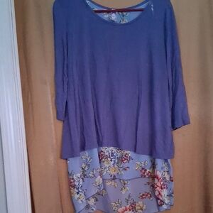Honeyme Purple Floral Layered Tunic